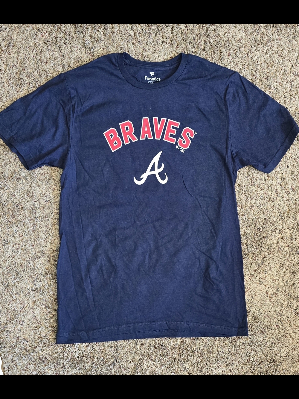 NWOT Navy Atlanta Braves Tee with #01 Chanel On The Back Size Small